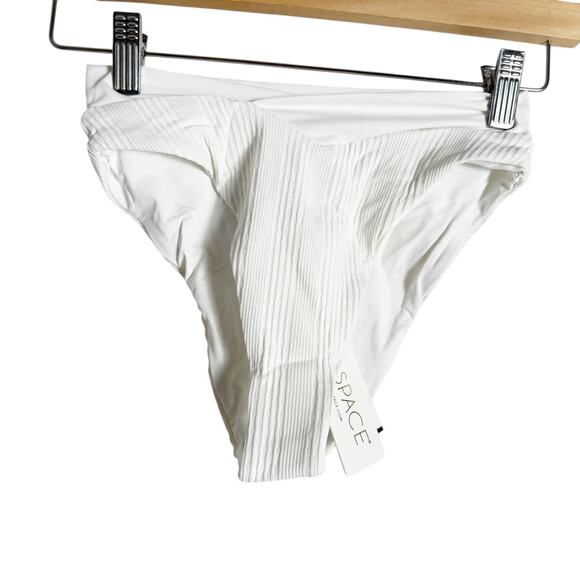 L*Space Court White Crossover V Waist Ribbed High Leg Bikini Swim Bottoms XS - Picture 2 of 10